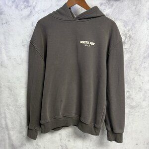 White Fox Vol 3 Hoodie Sweatshirt Womens M/L 24.5x26 Gray Puff Print